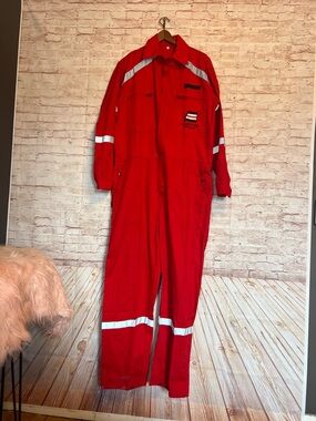 Coveralls Red Men's Safety Coverall with Reflective Trim